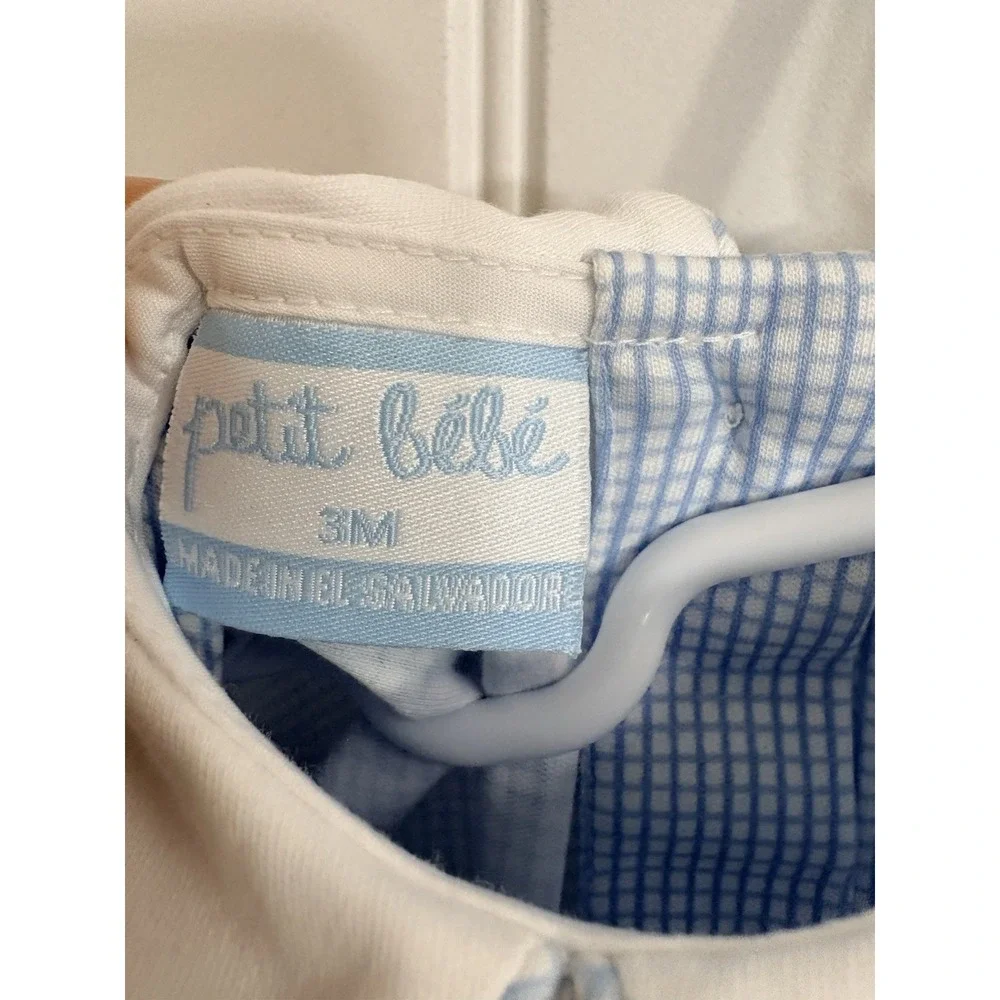 Petit Bebe Boys Wagon Bubble Size 3 Months Infant Hand Smocked Cotton Heritage